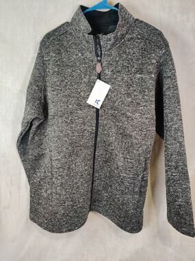 KNOSS Bonded Sweater Fleece Jacket in Carbon Heather Grey Size XL